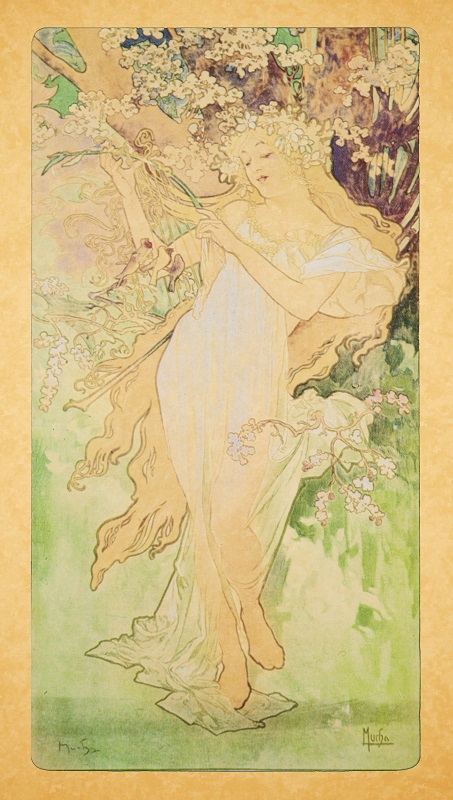 Альфонс Муха - Весна (Картина из сусального золота)
